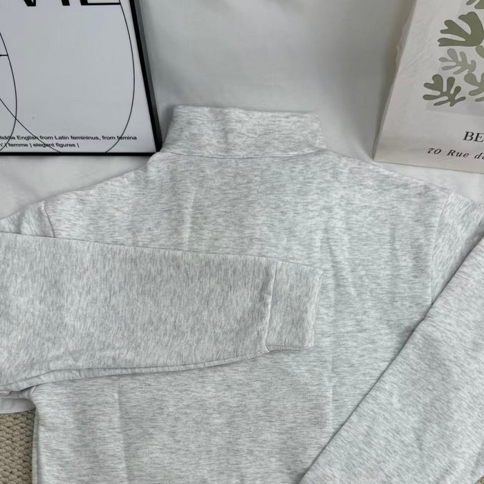 Letter-Print Sweatshirt with Center-Front Zipper
