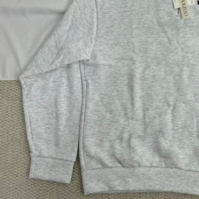 Letter-Print Sweatshirt with Center-Front Zipper
