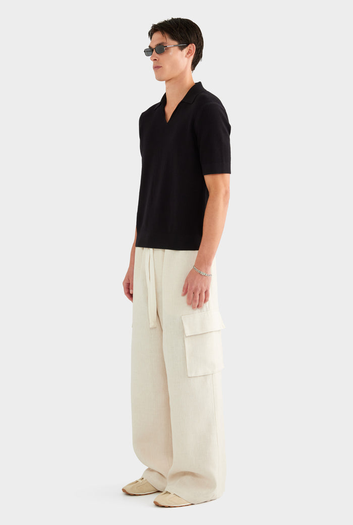 Lightweight Knit Polo - Black - XS