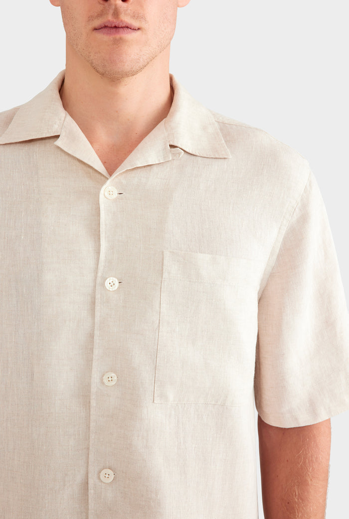 Linen Camp Collar Shirt - Sand