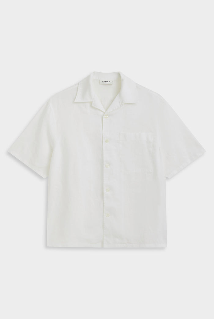 Venroy Regular Linen Camp Colllar Shirt - White