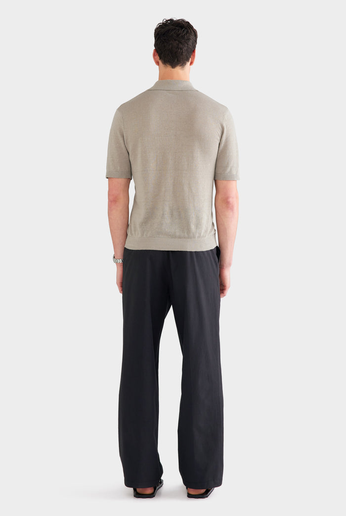 Linen Knit Polo - Stone