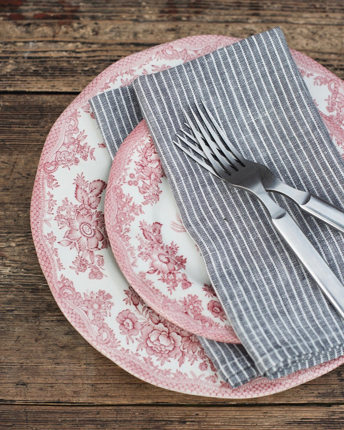 Linen Napkin - Gray White Stripe