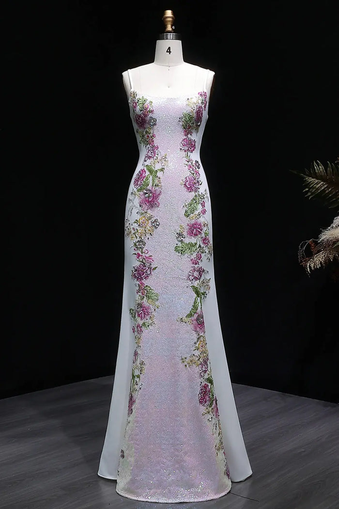 Long Pink Sexy Spaghetti Strap Mermaid Prom Dress Evening Gown SH062 Sheer Fairy