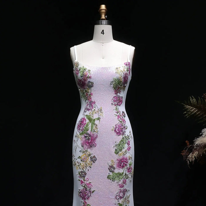 Long Pink Sexy Spaghetti Strap Mermaid Prom Dress Evening Gown SH062 Sheer Fairy