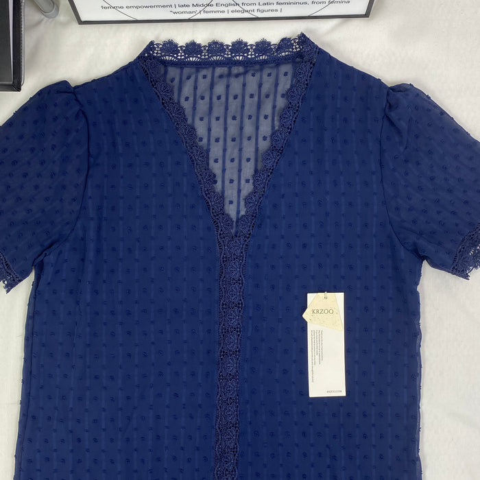 Loose V-neck pullover short-sleeved top