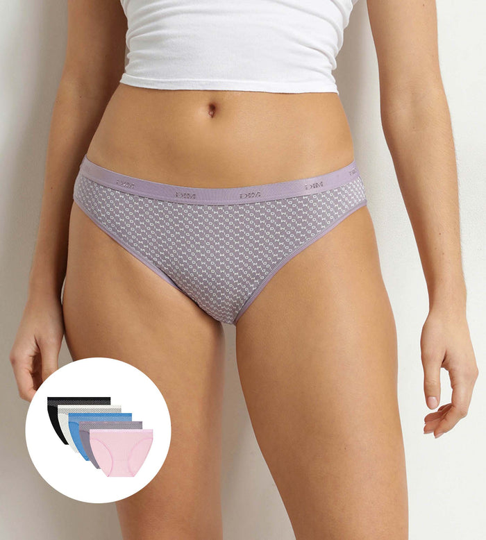 Lot de 5 slips femme coton stretch logo Dim Les Pockets