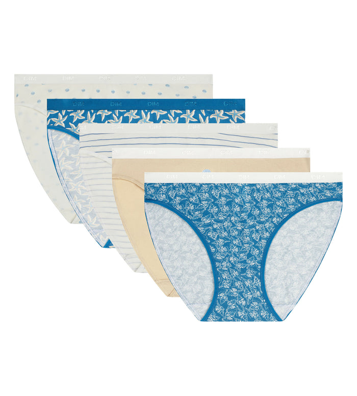 Lot de 5 slips femme coton stretch motif marin Les Pockets