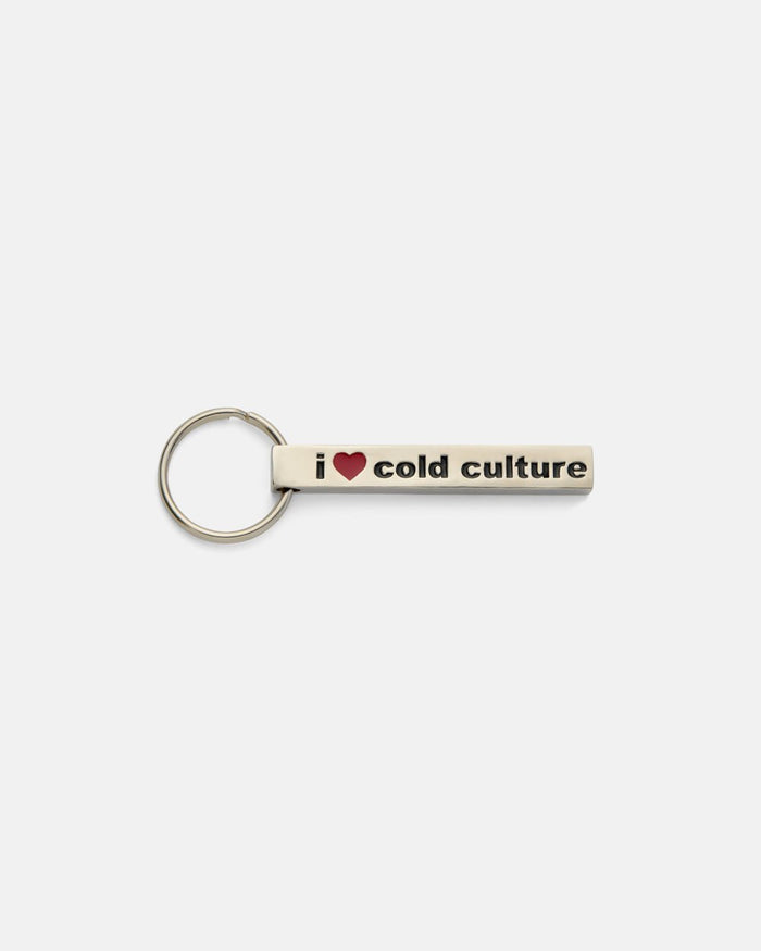 LOVERS KEYCHAIN - silver bar keychain, back view - Cold Culture