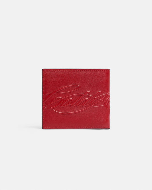 LOW KEY WALLET RED - red leather bifold wallet, front view - Cold Culture