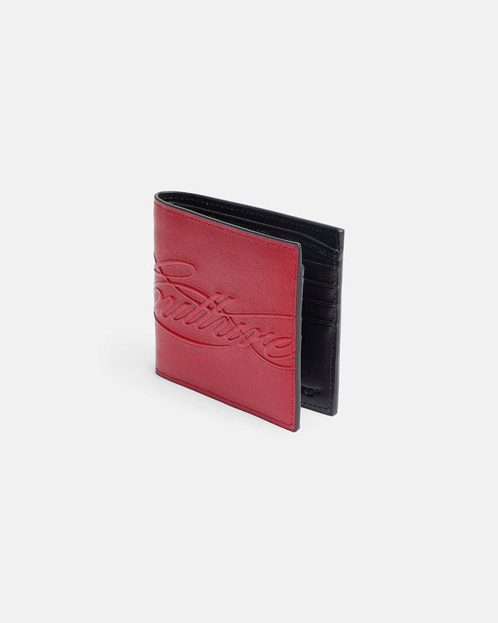 LOW KEY WALLET RED - red leather bifold wallet, side view - Cold Culture
