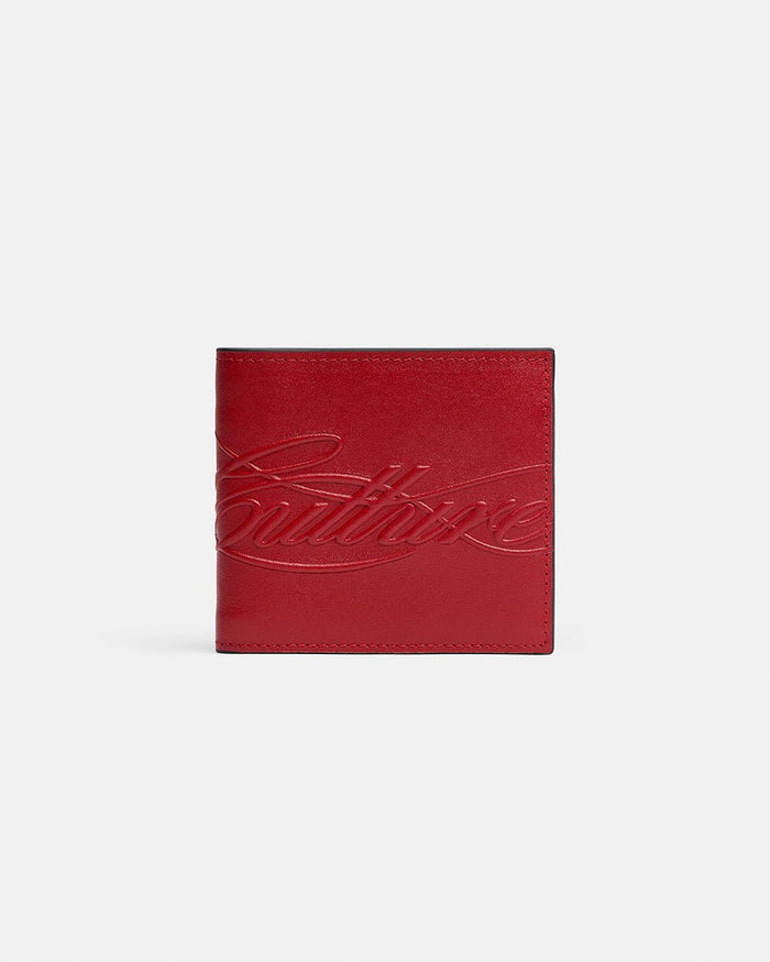 LOW KEY WALLET RED - red leather bifold wallet, back view - Cold Culture