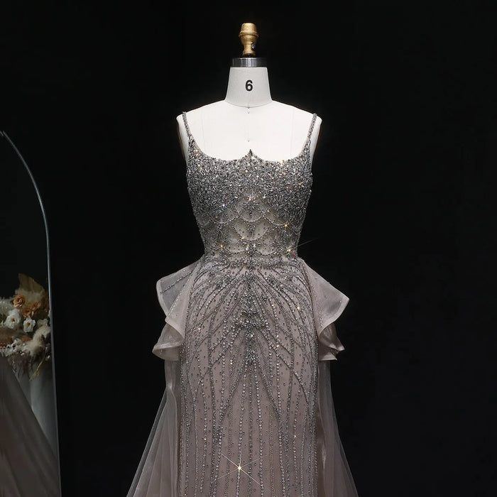 Luxury Beaded  Pink Tulle Formal Evening Dresses for Women SS026 Sheer Fairy