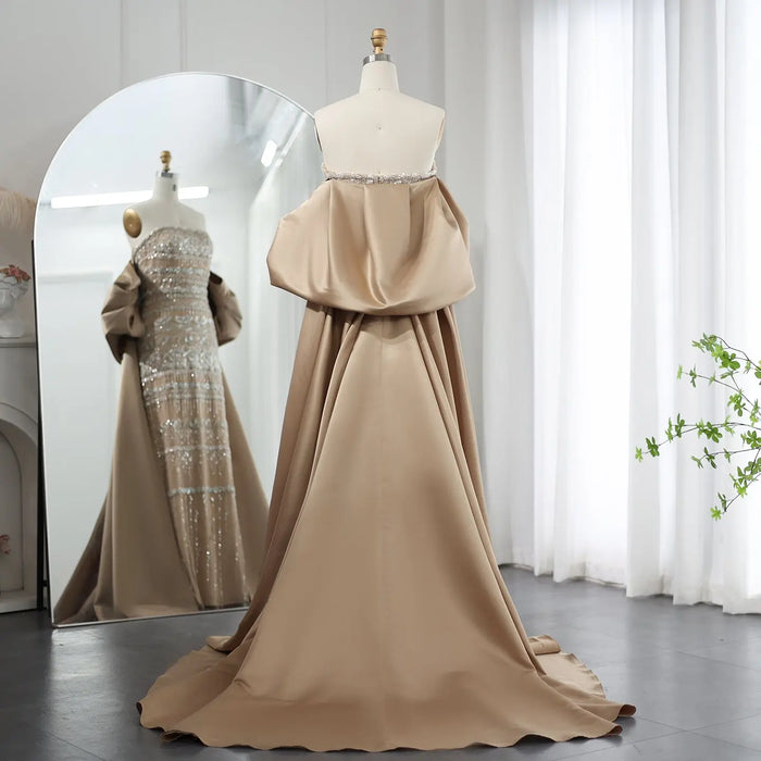 Luxury Beaded Off The Shoulder Sparkly Champagne Evening Dress SS238 Sheer Fairy
