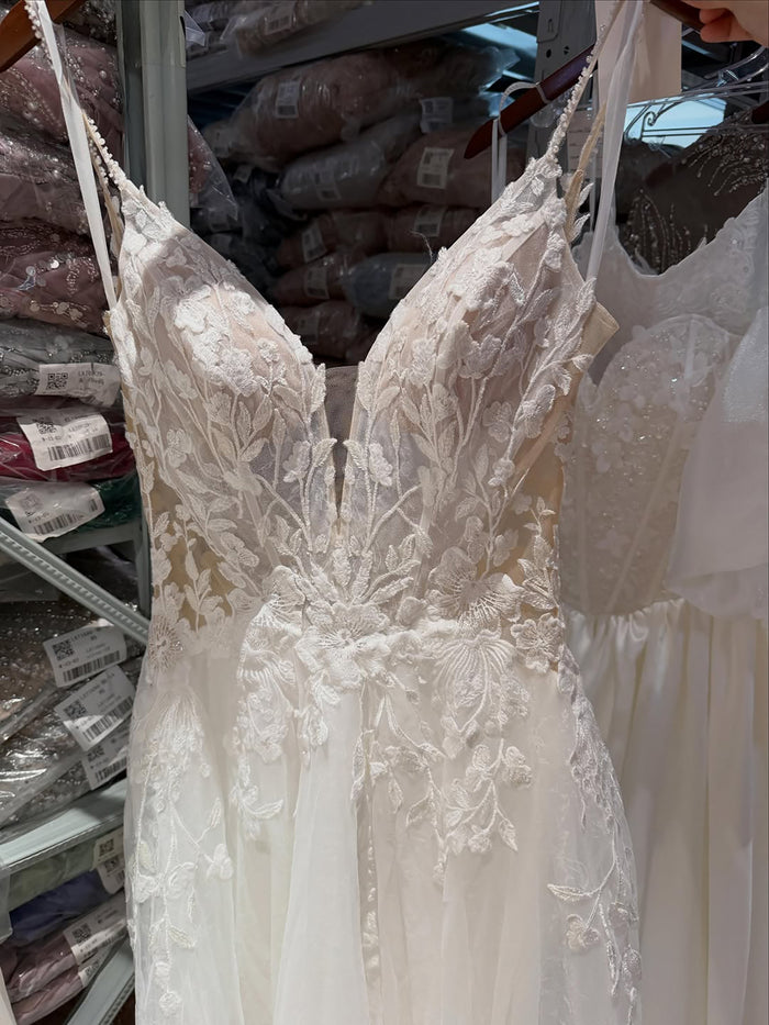 Luxury White Spaghetti Strap Floral Lace A-Line Dress LA73767 SERENE HILL