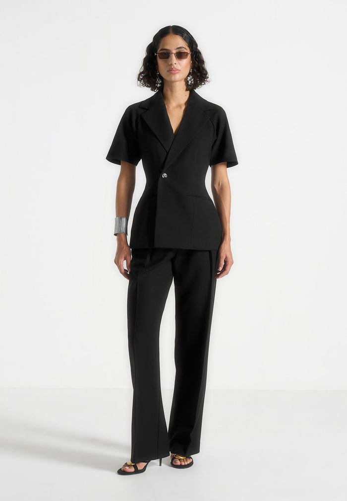 malika-double-breasted-short-sleeve-blazer-black