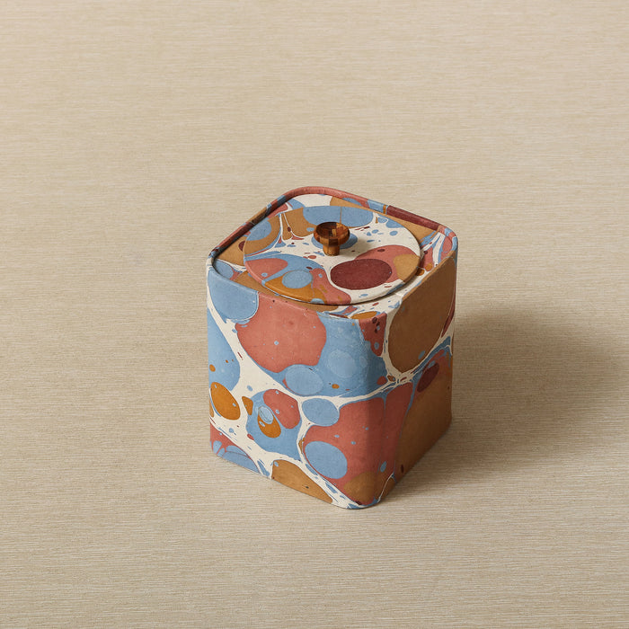 Marbled paper lidded tin