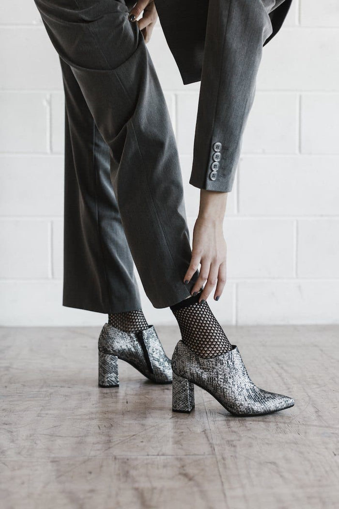 Marnie heeled vegan snakeskin ankle bootie