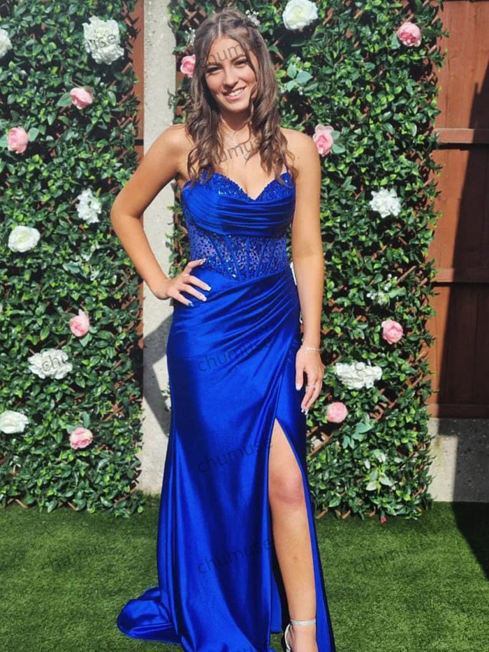 Mermaid Pink Off Shoulder Sheer Corset Rhinestone Long Prom Dress with Slit