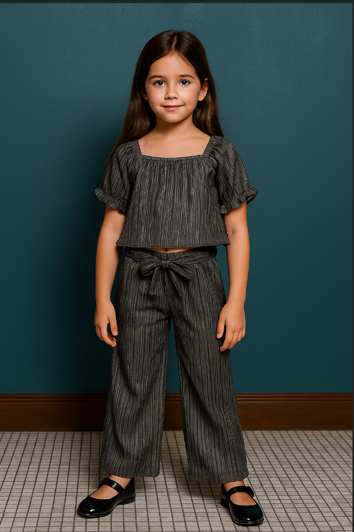 METALLIC PLEATED ENSEMBLE VTM19-073 BLACK