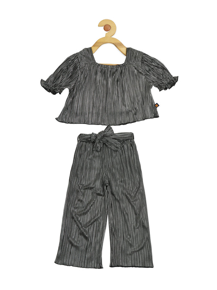 METALLIC PLEATED ENSEMBLE VTM19-073 BLACK