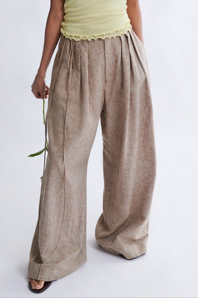 Eliza Faulkner Designs Inc. Miranda Trousers Beige Cotton Linen