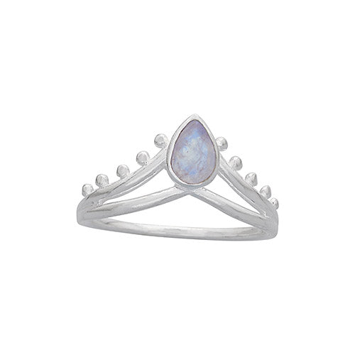 Moonstone Teardrop Silver Ring