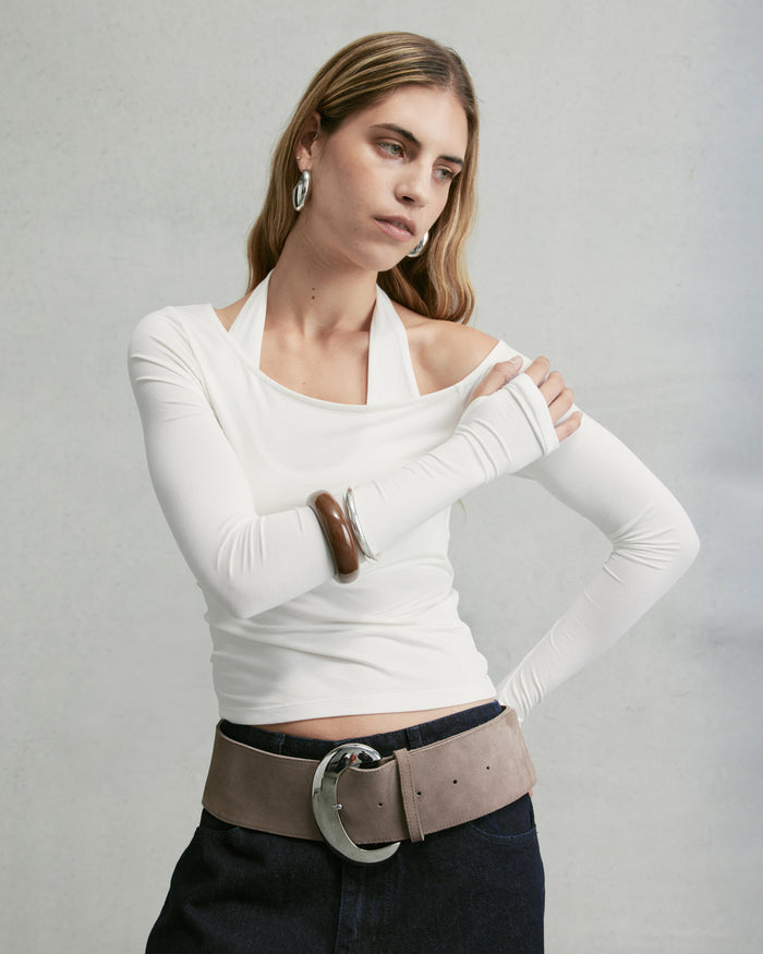 Nothing Layered Halter Longsleeve | Cloud White