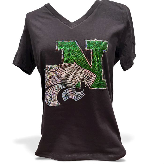Novi Wildcat Bling- Women's V-Neck T-shirt