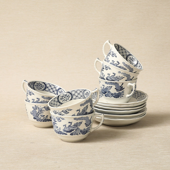 Old Chelsea blue & white cup and saucer set c. 1920 by Furnivals