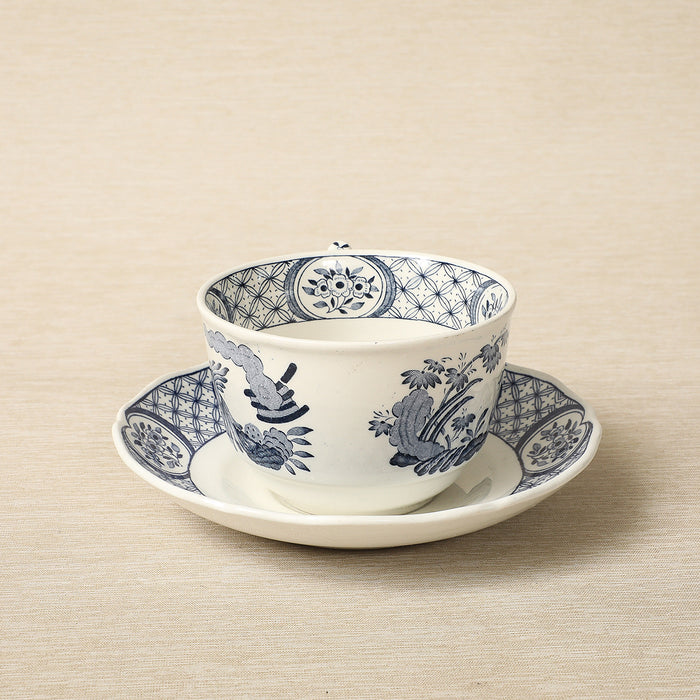 Old Chelsea blue & white cup and saucer set c. 1920 by Furnivals