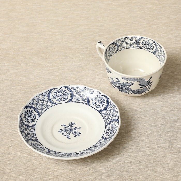 Old Chelsea blue & white cup and saucer set c. 1920 by Furnivals