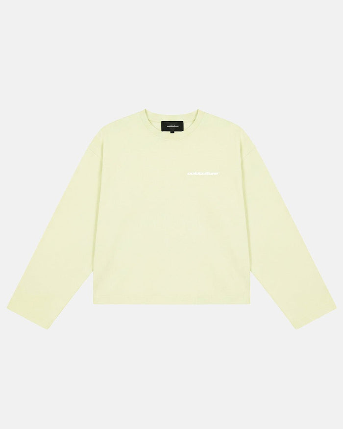 OLD SOUL LONGSLEEVE PALE YELLOW - pale yellow graphic print longsleeve tee, front view - Cold Culture