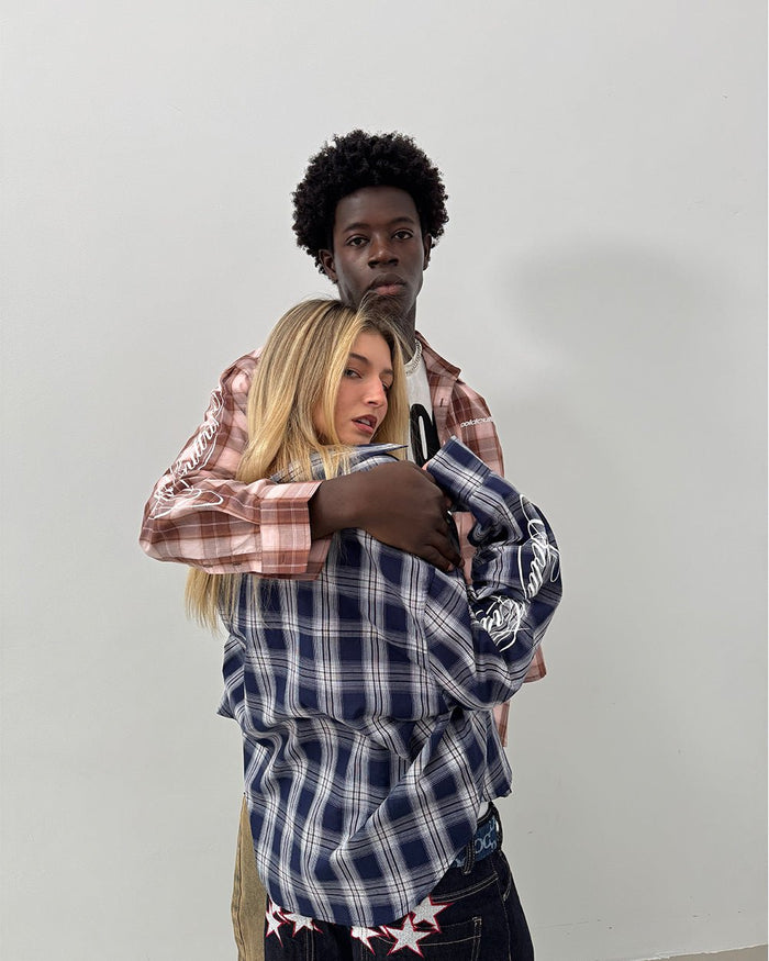 ON MY WAY LONGSLEEVE SHIRT BLUE - blue plaid long sleeve shirt, street style shot - Cold Culture