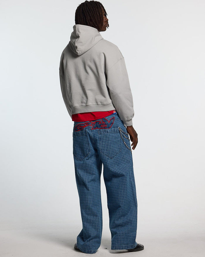 ON ROAD HOODIE GREY & GREEN - grey graphic print hoodie, back view on male model - Cold Culture #man