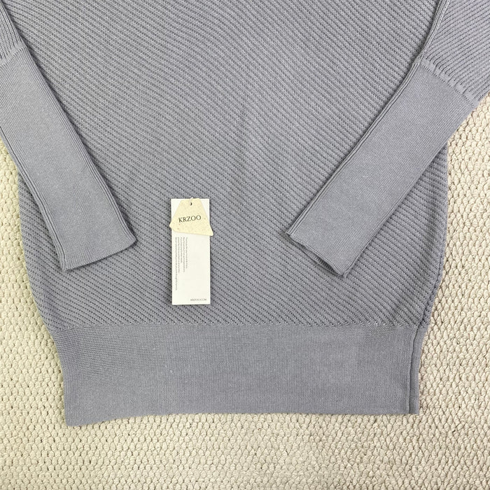 One-shoulder batwing sleeve loose knitted sweater