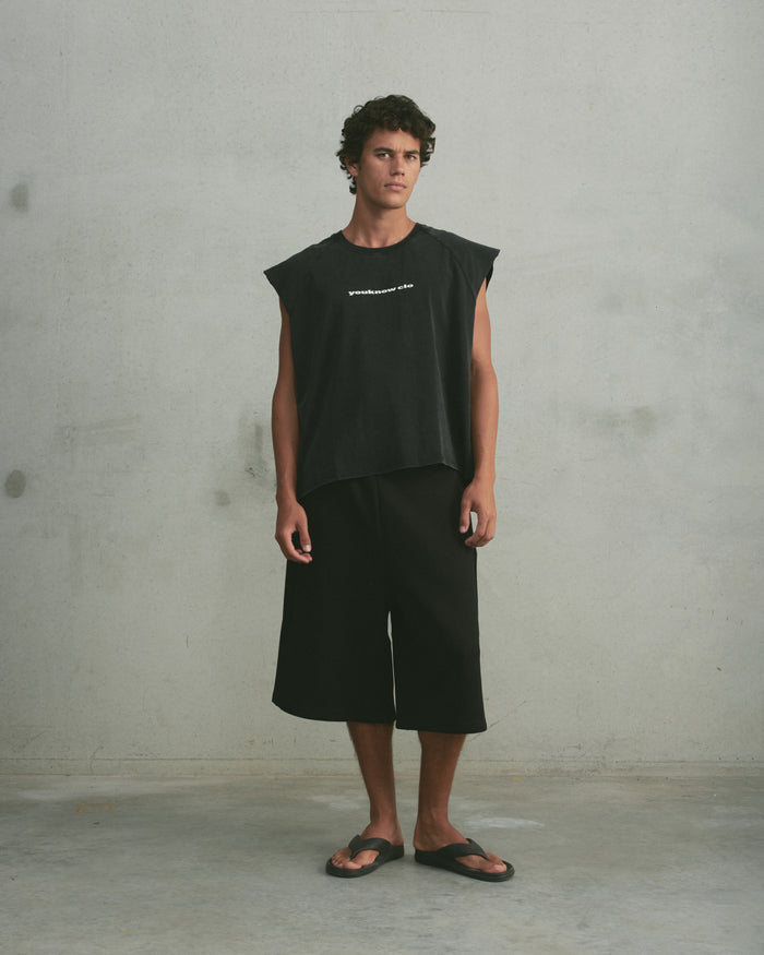 Oversized Raglan Tank | Washed Black