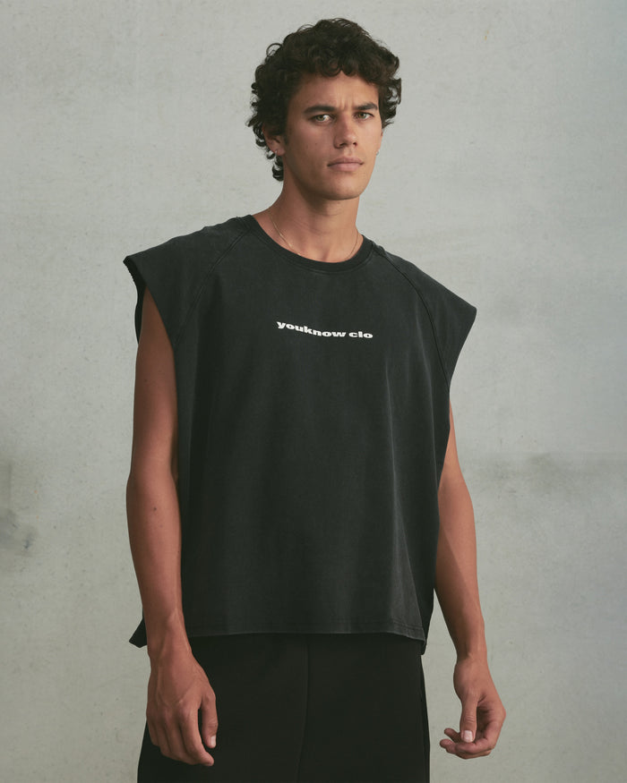 Oversized Raglan Tank | Washed Black