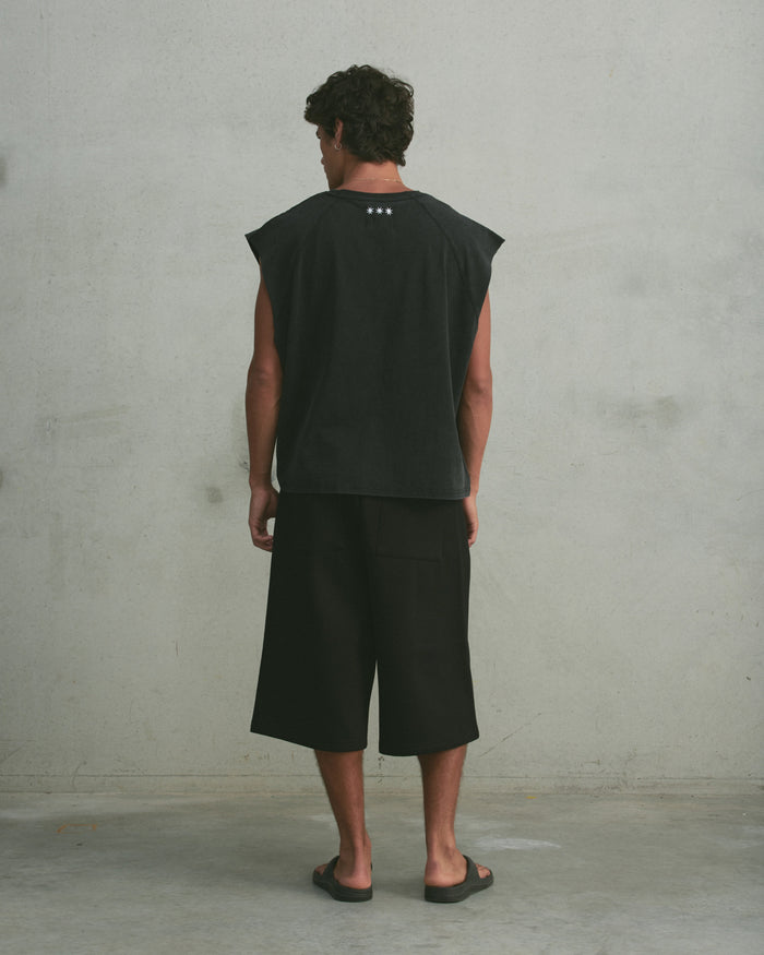 Oversized Raglan Tank | Washed Black