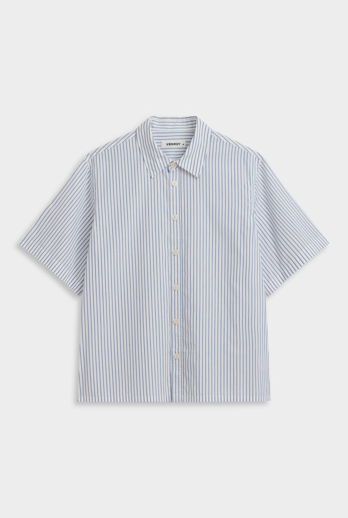 Venroy Oversized Stripe SS Shirt - White/Navy Stripe