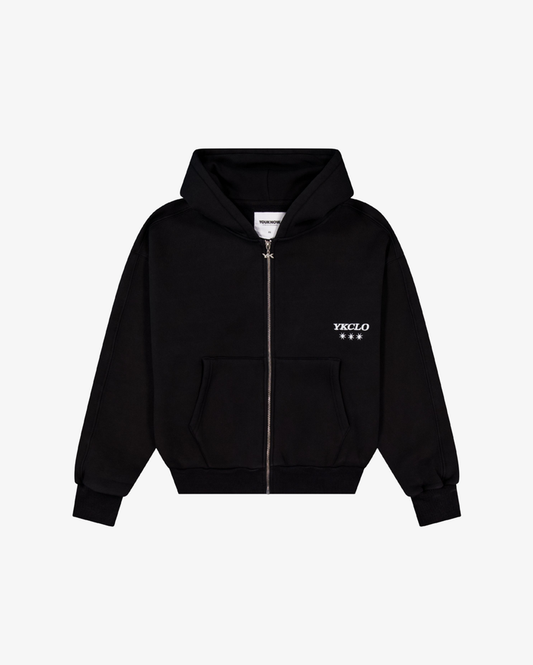 Panelled Zip Up Hoodie | Black