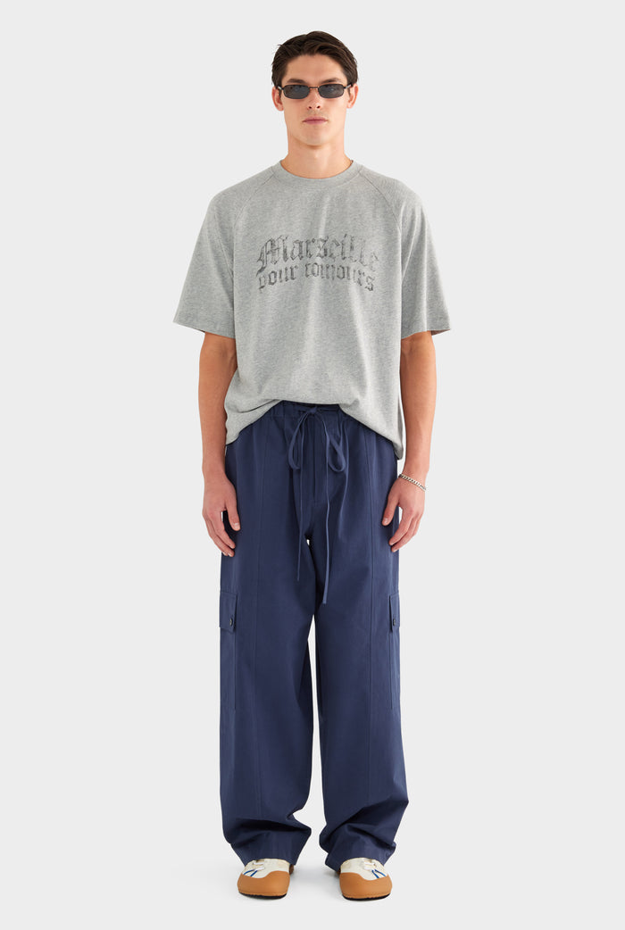 Paper Poplin Baggy Pant - Navy - XS