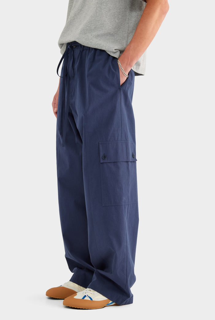 Paper Poplin Baggy Pant - Navy - XS