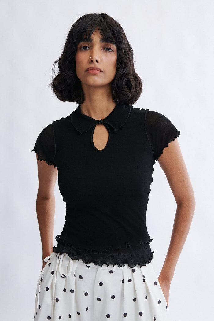 Eliza Faulkner Designs Inc. Percy Microknit Top Black