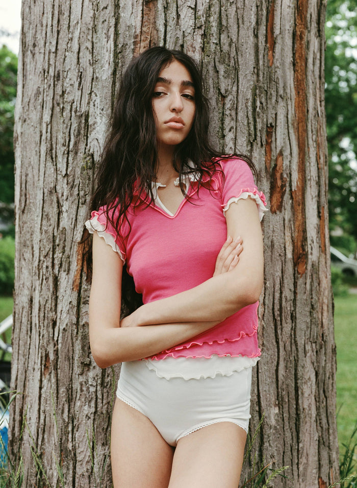 Eliza Faulkner Designs Inc. Percy Polo Top in Raspberry