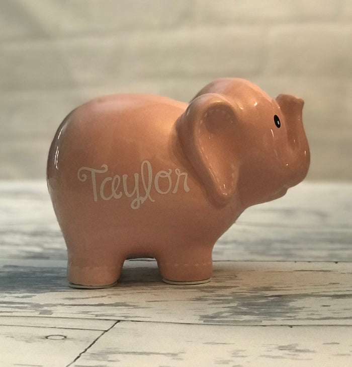 Personalized Pink Elephant Piggy Bank