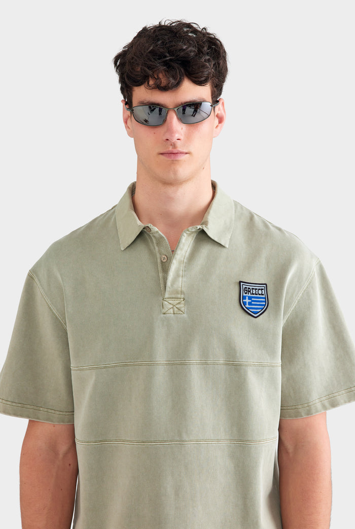 Pigment Dyed Cotton Rugby Polo - Washed Sage