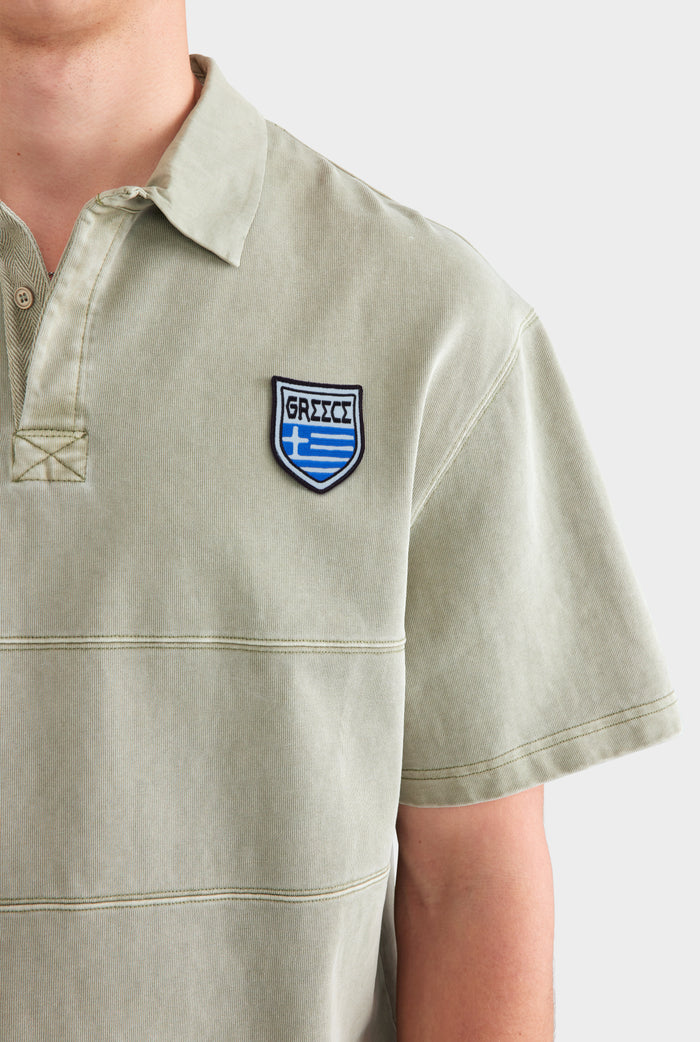 Pigment Dyed Cotton Rugby Polo - Washed Sage