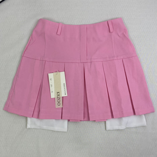 Pleated slit pocket mini skirt