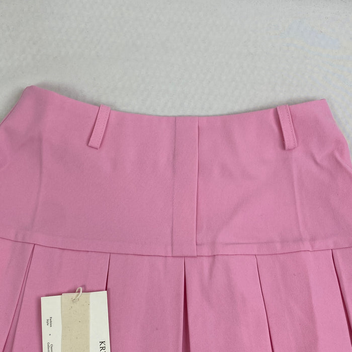 Pleated slit pocket mini skirt